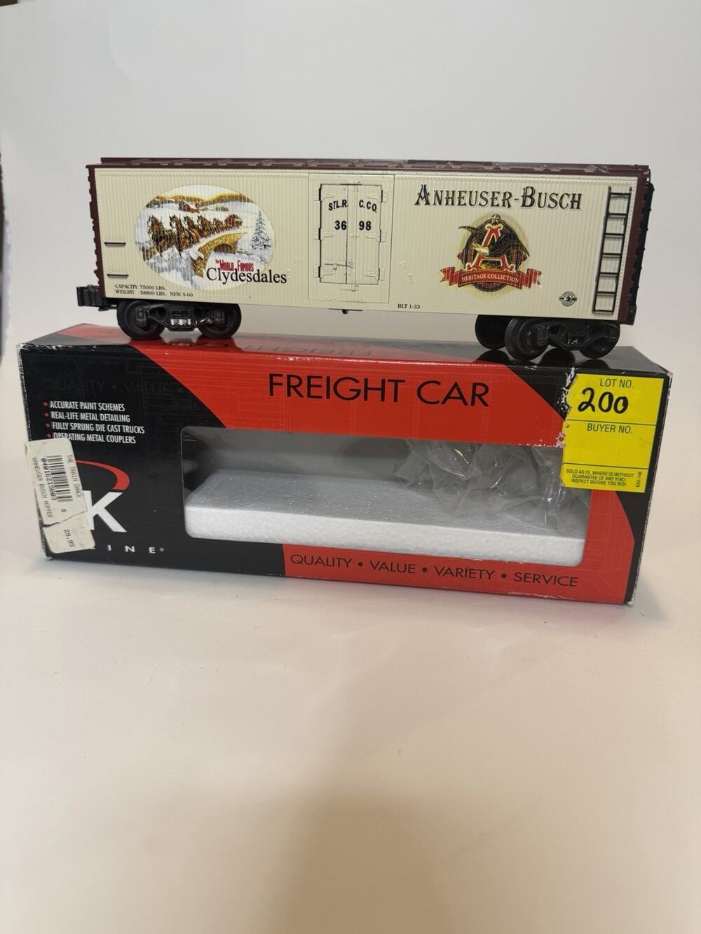 K-Line O-Gauge K621-5603 Anheuser-Busch Woodside Reefer Clydesdales Heritage